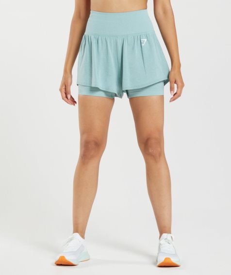 Women's Gymshark Vital Seamless 2.0 2-in-1 Shorts Light Blue | CA 7A0D63